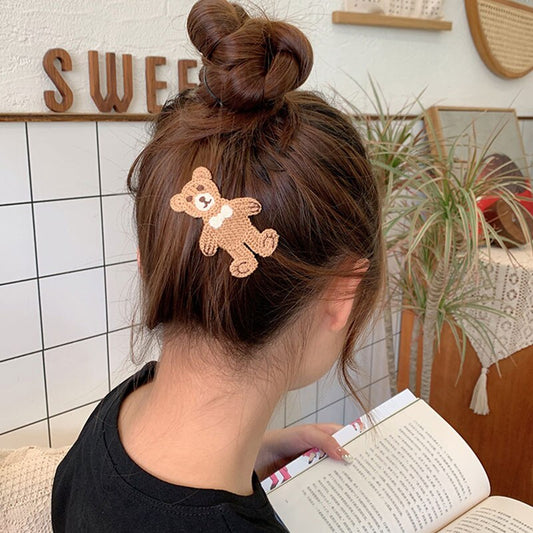 Cartoon Knitted Hairpins Top Clip Handmade Barrettes Girls Cute Bear Hairclips Autumn Hair Accessories Korean Style Headdress