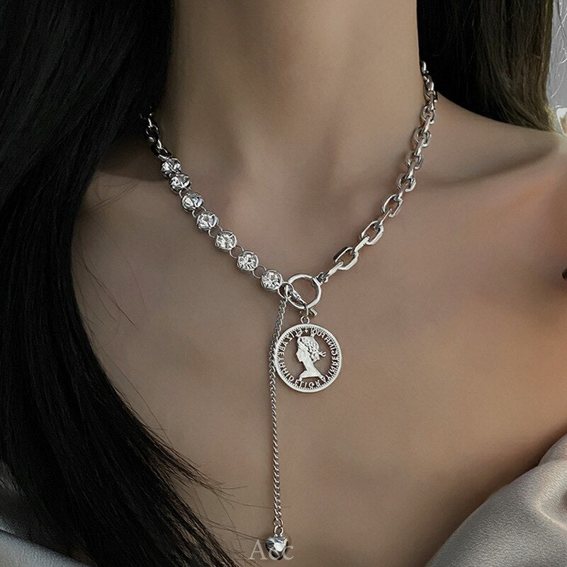 Fashion Asymmetric Lock Necklace for Women Twist Gold Silver Color Chunky Thick Lock Choker Chain Necklaces Party Jewelry