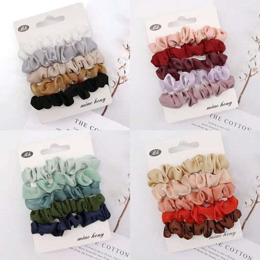 5Pcs Scrunchies Hairband Hair Tie Women for Hair Accessories Satin Scrunchies Stretch Ponytail Holders Handmade Gift Heandband