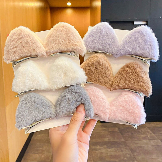 Cat Ear Hair Clips Children Sweet Hair Decorate Selfie Props Hair Clips Fashion Korean Style Hair Accessories Plush Hair Clips