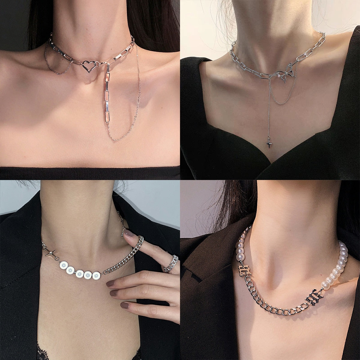 Fashion Asymmetric Lock Necklace for Women Twist Gold Silver Color Chunky Thick Lock Choker Chain Necklaces Party Jewelry