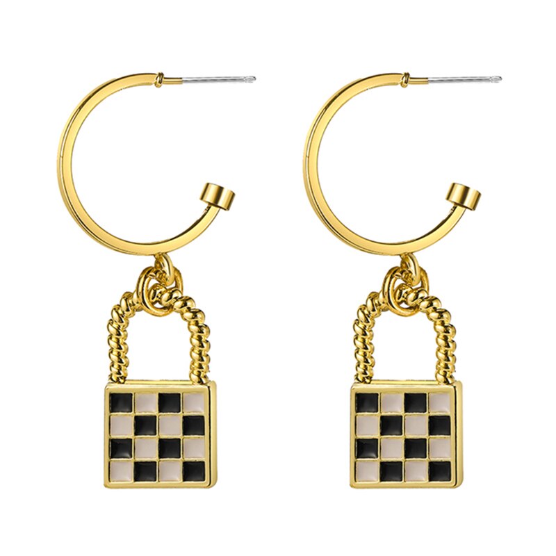 17KM Trendy Geometric Checkerboard Ball Shape Earrings For Women Fashion Colorful Lattice Drop Earrings  Trend Jewelry