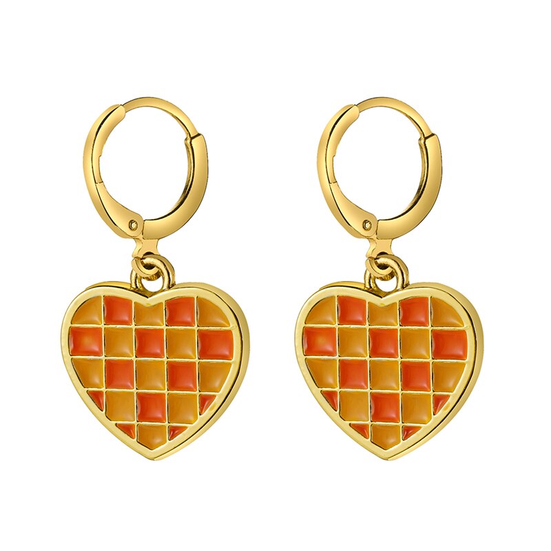 17KM Trendy Geometric Checkerboard Ball Shape Earrings For Women Fashion Colorful Lattice Drop Earrings  Trend Jewelry