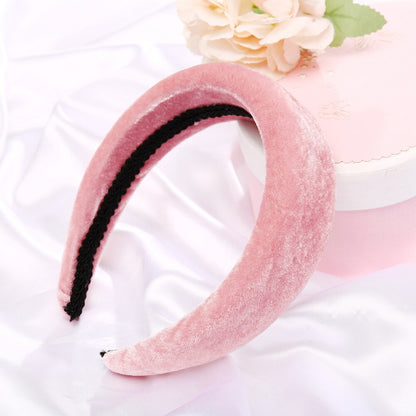 17KM Vintage Valvet Padded Headband for Women Girls Solid Wide Thick Hair Hoop Cotton Hairband Bezel Head  Hair Accessories