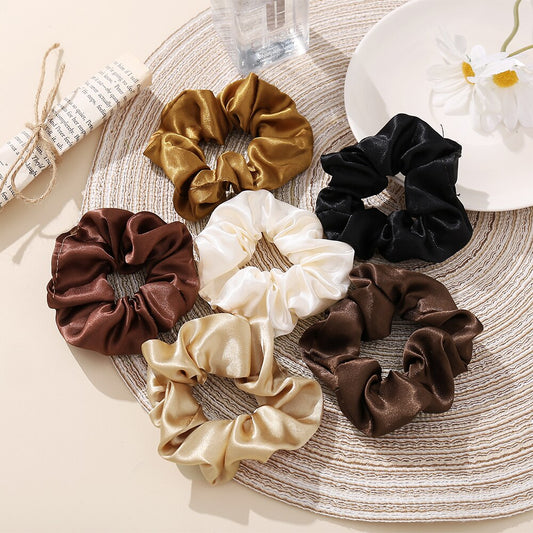 3.9 inch Women Silk Scrunchie Elastic Handmade Multicolor Hair Band Ponytail Holder Headband Hair Accessories