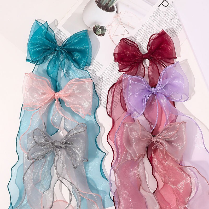 1pcs Children Cute Colors Ribbon Lace Bow Ornament Hair Clips Girls Lovely Sweet Barrettes Hairpins Kids Hair Accessories