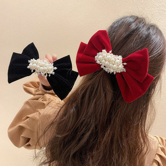 Bow Hair Clips Pearl Hair Clips Headdresses Temperament Korean Version Sweet Girly Heart Hairpins Small Fresh Hair Accessories