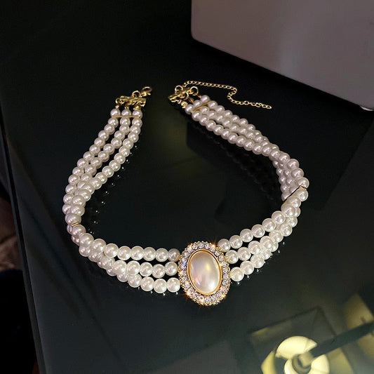 SHANGZHIHUA The elegant light luxury three-layer pearl collar,  new trend jewelry fashion woman's necklace party gift