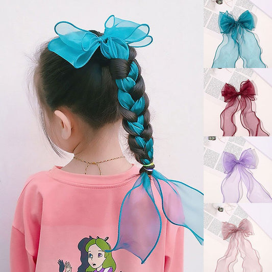 1pcs Children Cute Colors Ribbon Lace Bow Ornament Hair Clips Girls Lovely Sweet Barrettes Hairpins Kids Hair Accessories