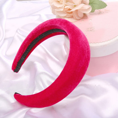 17KM Vintage Valvet Padded Headband for Women Girls Solid Wide Thick Hair Hoop Cotton Hairband Bezel Head  Hair Accessories