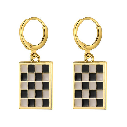 17KM Trendy Geometric Checkerboard Ball Shape Earrings For Women Fashion Colorful Lattice Drop Earrings  Trend Jewelry