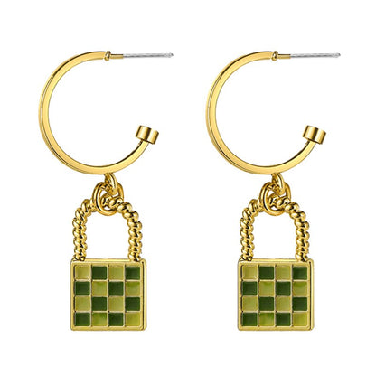 17KM Trendy Geometric Checkerboard Ball Shape Earrings For Women Fashion Colorful Lattice Drop Earrings  Trend Jewelry