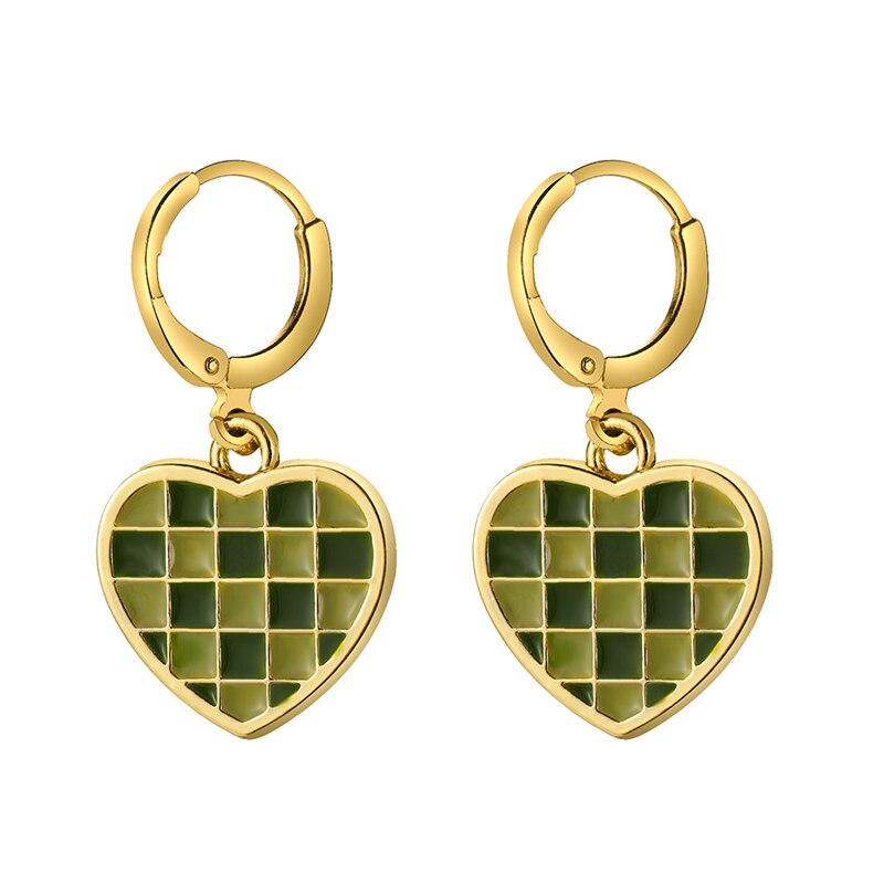 17KM Trendy Geometric Checkerboard Ball Shape Earrings For Women Fashion Colorful Lattice Drop Earrings  Trend Jewelry