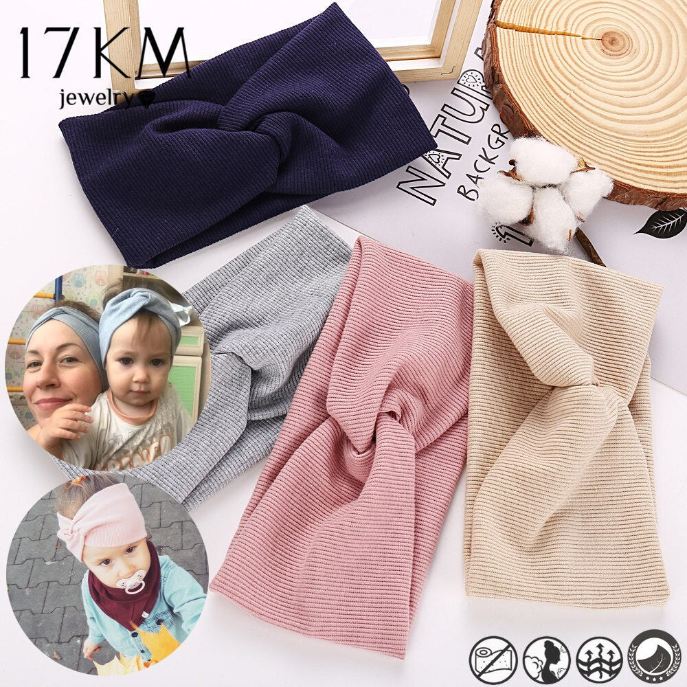 17KM Women Elastic Cotton Wide Headband For Girls Baby Knot Cross Hairband Head Band Turban For Makeup Hair Accessories