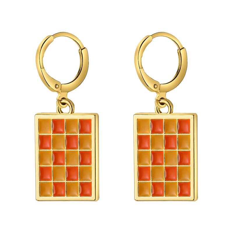 17KM Trendy Geometric Checkerboard Ball Shape Earrings For Women Fashion Colorful Lattice Drop Earrings  Trend Jewelry