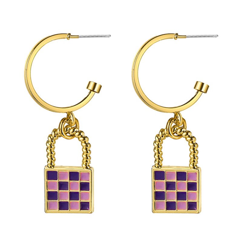 17KM Trendy Geometric Checkerboard Ball Shape Earrings For Women Fashion Colorful Lattice Drop Earrings  Trend Jewelry