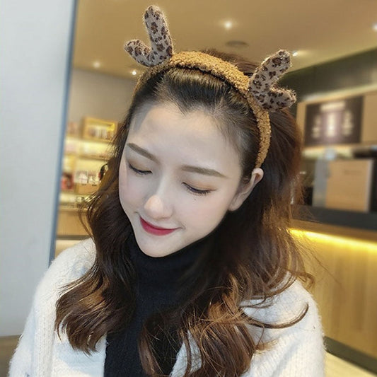 Autumn Winter Fleece Head Hoop For Women Children Cartoon Antlers Hair Hoop Fashion Xmas Hair Accessories Plush Simple Headband