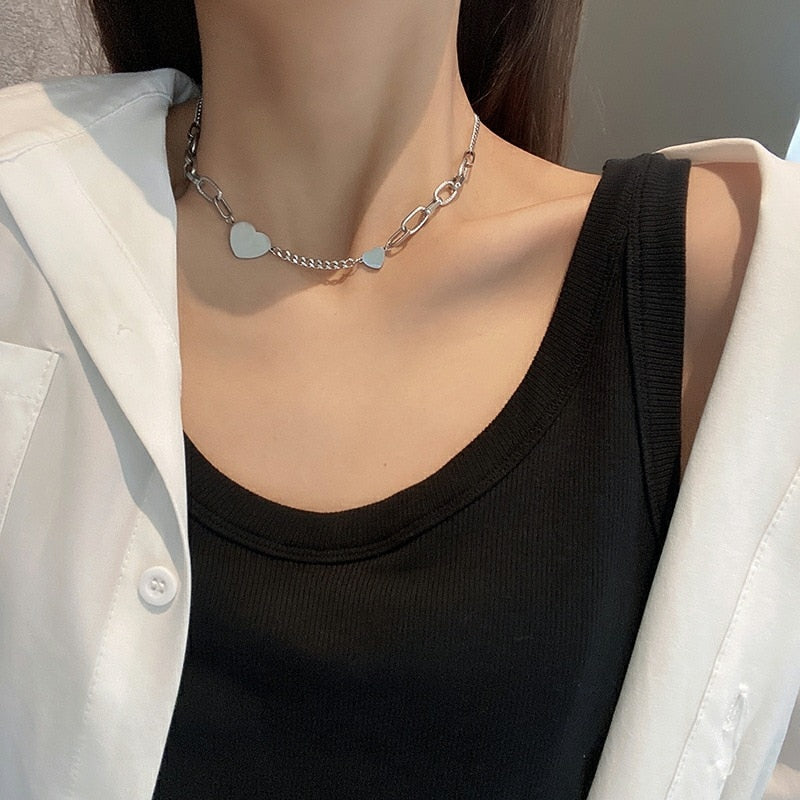 Fashion Asymmetric Lock Necklace for Women Twist Gold Silver Color Chunky Thick Lock Choker Chain Necklaces Party Jewelry