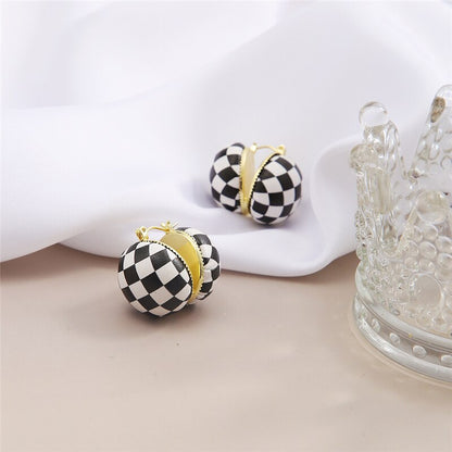 17KM Trendy Geometric Checkerboard Ball Shape Earrings For Women Fashion Colorful Lattice Drop Earrings  Trend Jewelry