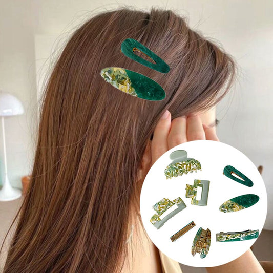 Barette Korean Fashion Vintage Green Patchwork Geometric Hair Clips Hair Accessories For Women Summer Elegance Femme Hairpins