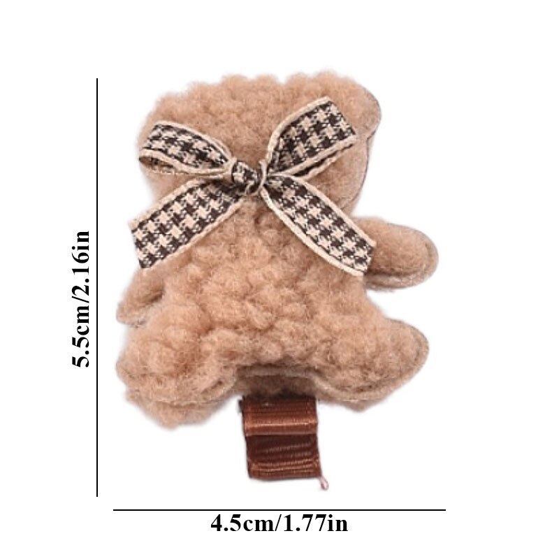 1Pcs Plush Bears Hair Clips Barrettes Winter Bear Hairpin Sweet Hair Accessories Cute Side Hair Clips Cartoon Bangs Clips