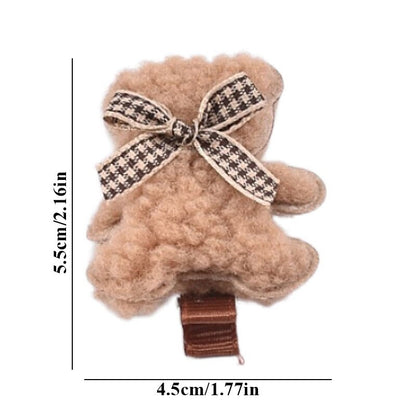 1Pcs Plush Bears Hair Clips Barrettes Winter Bear Hairpin Sweet Hair Accessories Cute Side Hair Clips Cartoon Bangs Clips