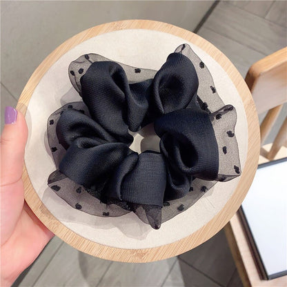 1Pc Women Hair Bands Hair Accessories Chiffon Scrunchies for Girls Lace Dot Hair Tie Elastics Bezel Women Ponytail Headbands