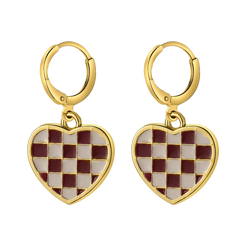 17KM Trendy Geometric Checkerboard Ball Shape Earrings For Women Fashion Colorful Lattice Drop Earrings  Trend Jewelry