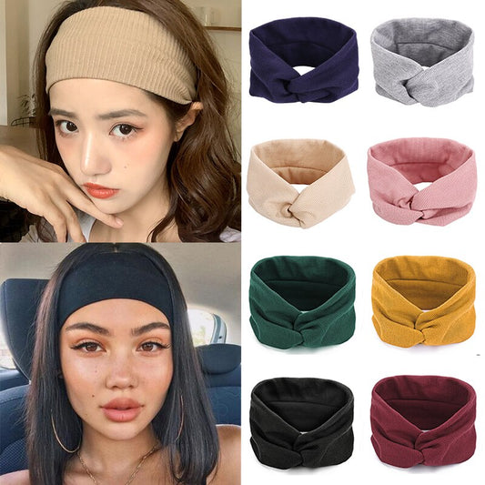 Women Elastic Cotton Wide Headband For Girls Baby Knot Cross Hairband Head Band Turban For Makeup Hair Accessories