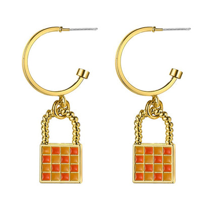 17KM Trendy Geometric Checkerboard Ball Shape Earrings For Women Fashion Colorful Lattice Drop Earrings  Trend Jewelry