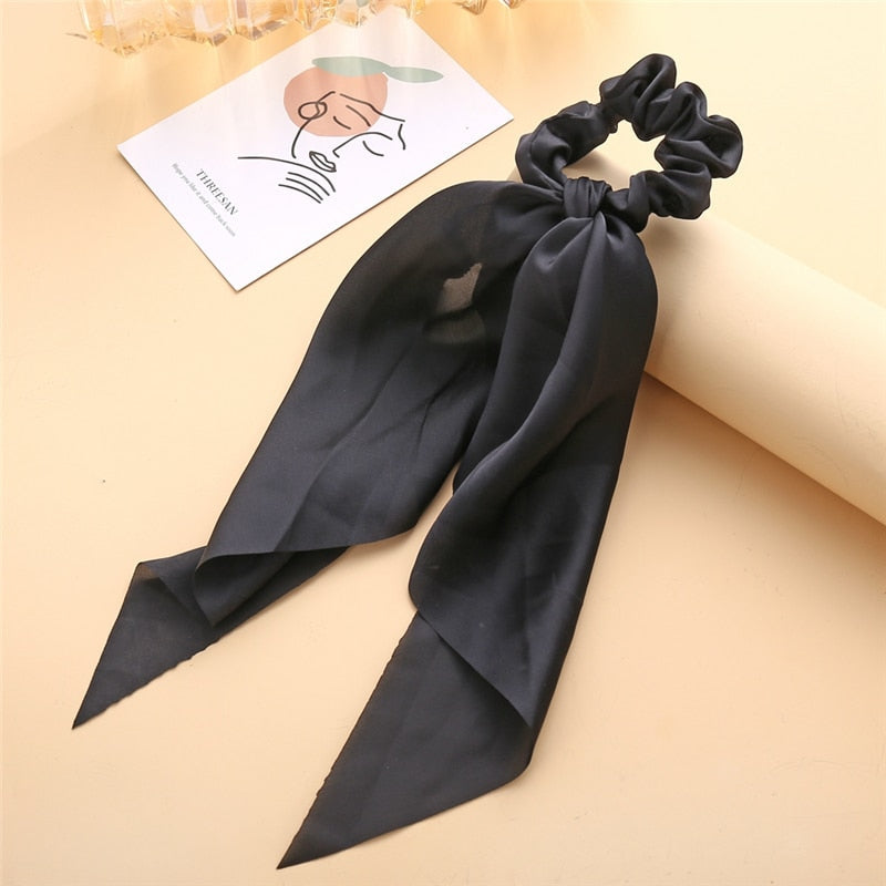 17KM Vintage Black Velvet Bow Elastic Hair Bands For Women Girls Hair Ribbon Scrunchies Hair Tie Headwear Hair Accessories