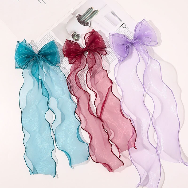 1pcs Children Cute Colors Ribbon Lace Bow Ornament Hair Clips Girls Lovely Sweet Barrettes Hairpins Kids Hair Accessories