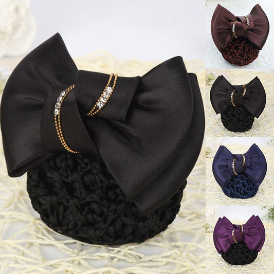 Bow Hair Ribbon Bun Cover Satin Net Bank Hotel Stewardess Hair Pin Headbands Fashionable And Dignified Women's Hair Accessories