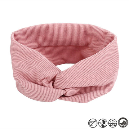 17KM Women Elastic Cotton Wide Headband For Girls Baby Knot Cross Hairband Head Band Turban For Makeup Hair Accessories