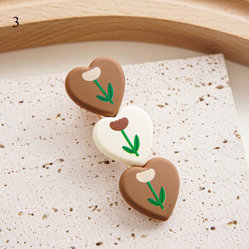 1PCS Fashionable Heart Girls Hair Clips Sweet Tulip Flower Cartoon Bear Baby Hairpins Cute Beautiful Geometry Hair Accessories