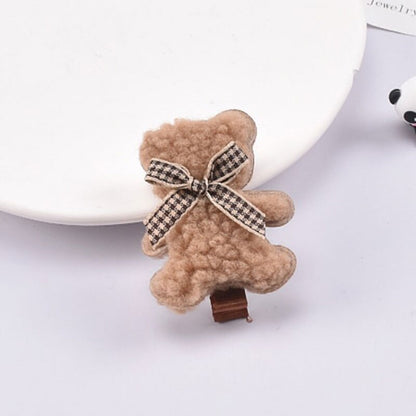 1Pcs Plush Bears Hair Clips Barrettes Winter Bear Hairpin Sweet Hair Accessories Cute Side Hair Clips Cartoon Bangs Clips