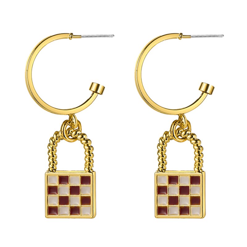 17KM Trendy Geometric Checkerboard Ball Shape Earrings For Women Fashion Colorful Lattice Drop Earrings  Trend Jewelry