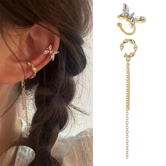 Long Tassel Drop Butterfly Heart Earrings Silver Gold Color  Fashion Hanging Women Earrings Summer Jewelry Girls Party Gift