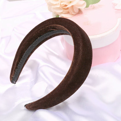 17KM Vintage Valvet Padded Headband for Women Girls Solid Wide Thick Hair Hoop Cotton Hairband Bezel Head  Hair Accessories