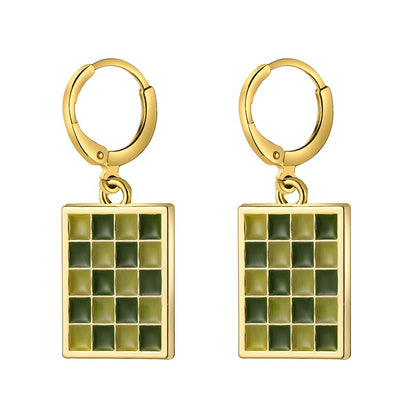 17KM Trendy Geometric Checkerboard Ball Shape Earrings For Women Fashion Colorful Lattice Drop Earrings  Trend Jewelry