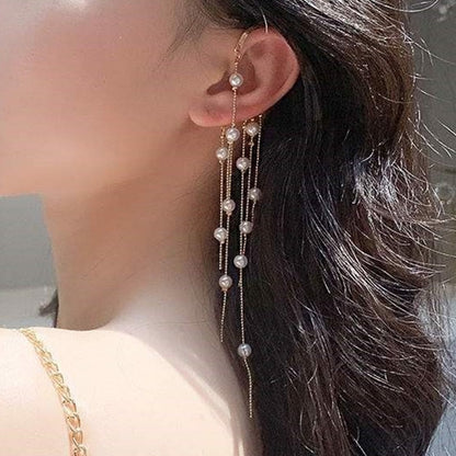 17KM Korean Asymmetrical Rhinestone Butterfly Drop Earrings For Women Girls Trendy Fashion Pearl Chain Earrings Jewelry Gifts