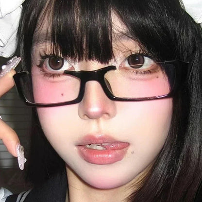 ijili  -   Korean Cosplay Half Frame Glasses Frame Women Lovely No Makeup Plain Glasses Men Eyewear Cute Decorative Computer Glasses