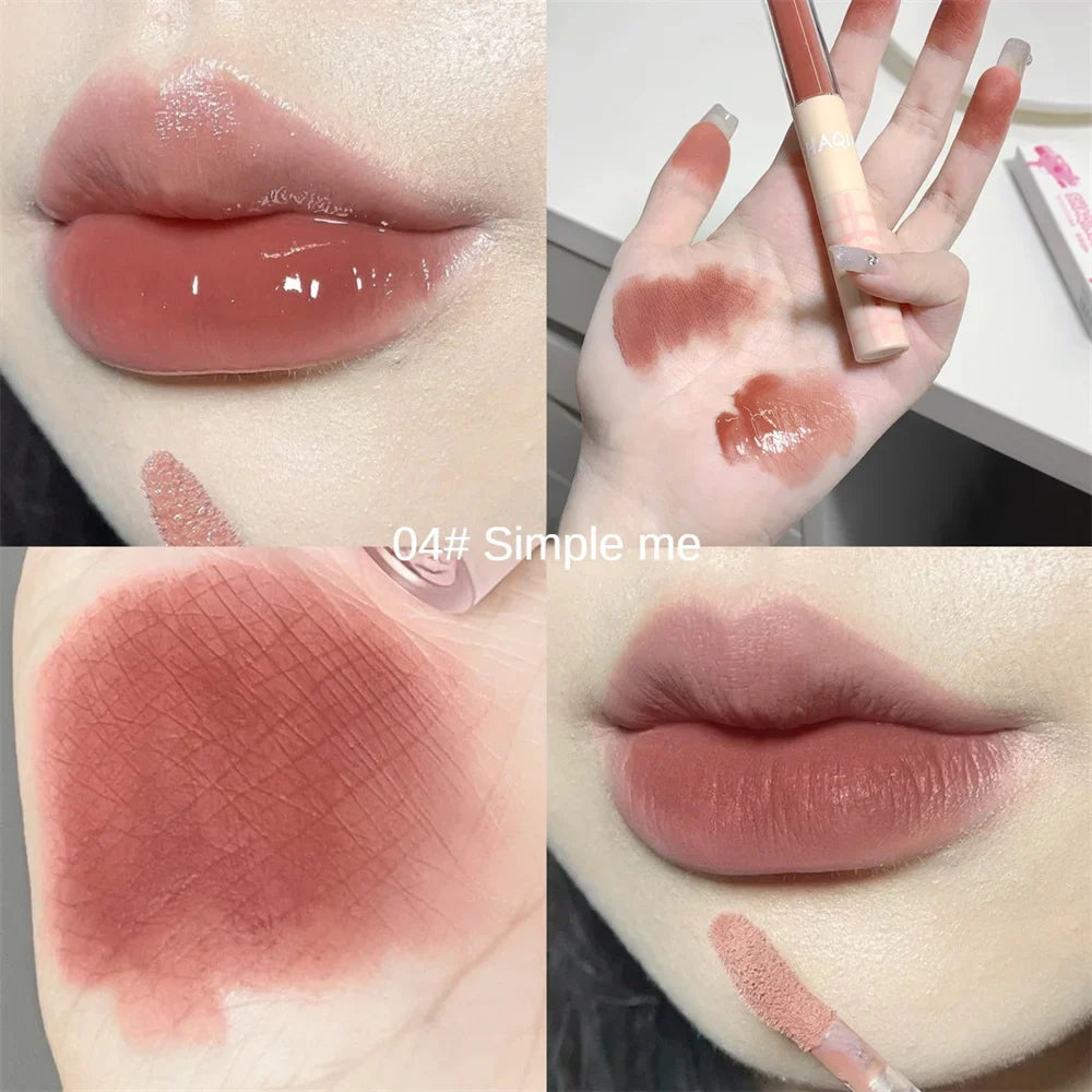 1pc Double Ended Waterproof Lip Gloss Matte Velvet Lip Gloss Long Lasting Lip Gloss Sexy Red Liquid Lipstick Makeup