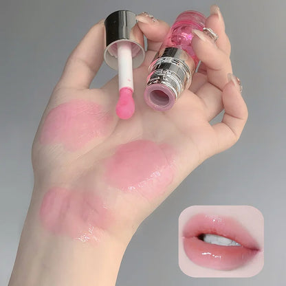 ijili  -  Crystal Glass Jelly Lip Oil Mirror High Gloss Lip Gloss Plumper Moisturizing Lip Tint Cherry Red Colored Lipstick Korean Makeup