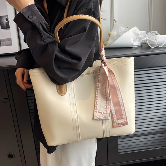 ijili Burminsa Large Work Tote Bags With Zipper For Women Trend Designer Commuter Shoulder Shopper Bag PU Leather Ladies Handbags