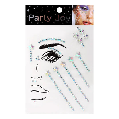 ijili  -  3D Temporary Tattoo Face Jewelry Gems Rhinestone Decoration Party Makeup Body Shining Festival Flash Tattoos Body Art Stickers