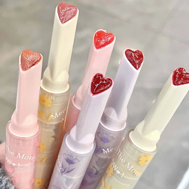 Heart-shaped Jelly Lipstick Waterproof Non-stick Cup Clear Mirror Lip Tint Moisturizing Glass Lip Glaze Lasting Makeup Cosmetics