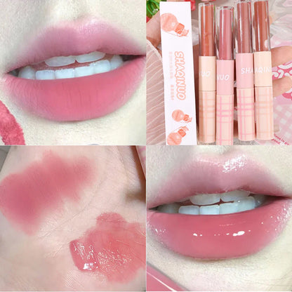 Double Head Matte Mirror Lip Gloss Long Lasting Moisturizing Water Light Sexy Red Brown Tint Liquid Lipstick Lip Makeup Cosmetic