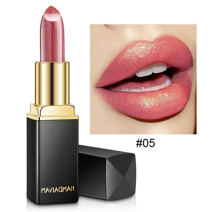 Handaiyan Waterproof Nude Glitter Lipstick Makeup Long Lasting Velvet Red Mermaid Sexy Shimmer Matte Lip Stick Cosmetic Beauty