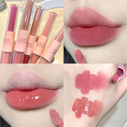 1pc Double Ended Waterproof Lip Gloss Matte Velvet Lip Gloss Long Lasting Lip Gloss Sexy Red Liquid Lipstick Makeup